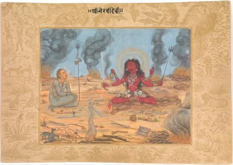 The Goddess Bhairavi Devi with Shiva ca. 163035 Attributed to Payag Indian .. Stock Photos