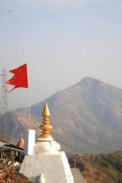 Goddess Durga Devi s Ambe Mata Jivdani Mandir temple on top of the hill, B... Stock Photos