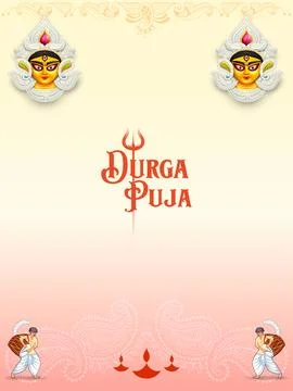 Goddess Durga Face in Happy Durga Puja Subh Navratri Indian religious festival Stock Illustration