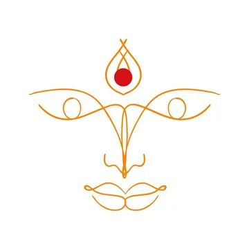Goddess durga face linear Stock Illustration