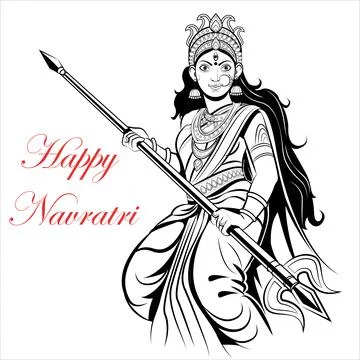 Goddess Durga, Happy Durga Puja Subh Navratri, Stock Illustration