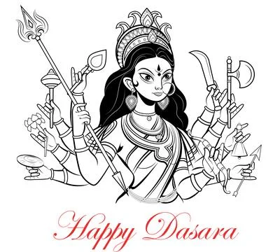 Goddess Durga, Happy Durga Puja Subh Navratri Stock Illustration
