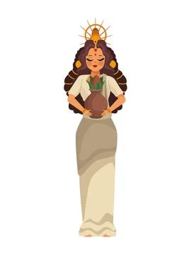 Goddess durga with kalash Stock Illustration