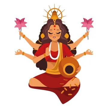 Goddess durga in meditation Stock Illustration