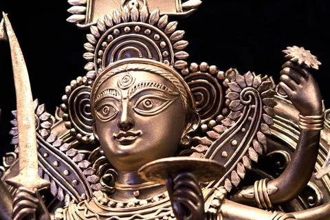 Goddess durga as warrior parvati on durga puja ; Calcutta Kolkata ; West B... Stock Photos