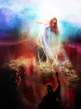 Goddess fighting demons Ilustração Stock