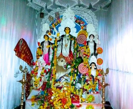 Goddess Kali /Durga  during Durga Puja Stock Photos