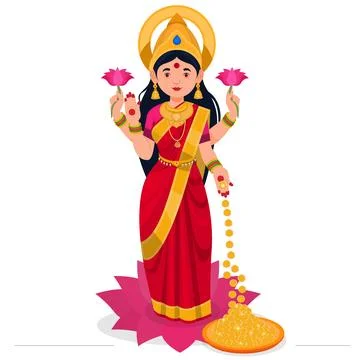 Goddess Lakshmi standing Stock Illustration