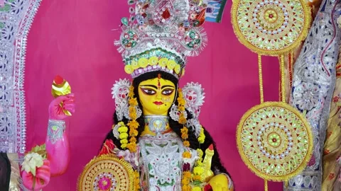 Goddess Saraswati Idol Representing Knowledge Music and Wisdom 库存影片 345253230