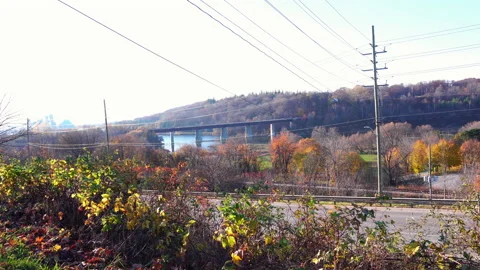 Goderich Road and Bridge near Salt Mine Stock Footage 142836383