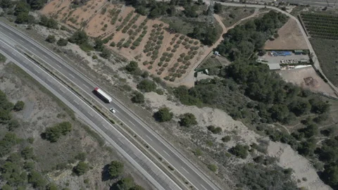 Gods eye view drone shot of highway Stock-Footage 150404442