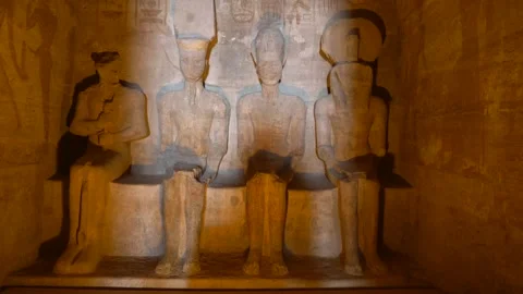 The gods inside the temple of Abu Simbel Stock Footage 142157050