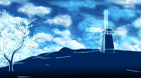 God's Mills - Windmill On Sky Background (HD) 動画素材 8525417
