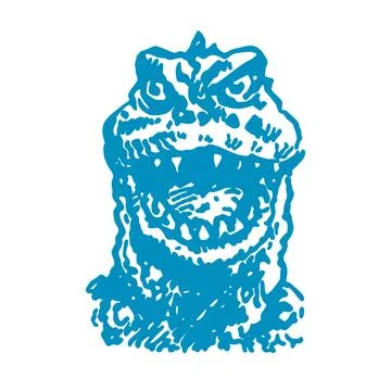 Godzilla Head Vector Drawing – Monster Illustration Stock Illustration
