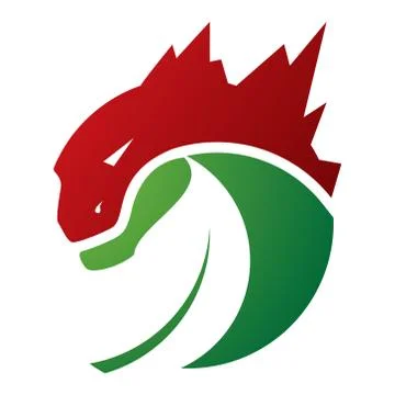 Godzilla monster lizard with negative space leaf logo illustration Stock Illustration