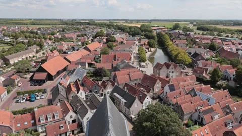 Goederede town from above horizontal pan 動画素材 341622667