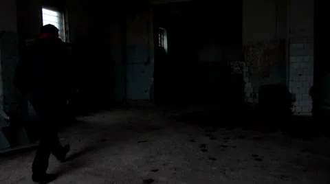 Goes deep into the abandoned building 스톡 동영상 35965391