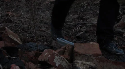 Goes on littered place,left to right Stock Footage 35965579