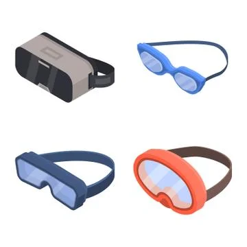 Goggles icon set, isometric style Stock Illustration