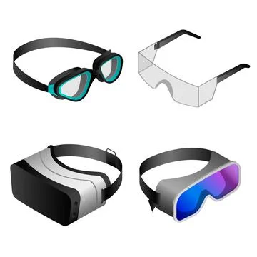 Goggles icon set, isometric style Stock Illustration