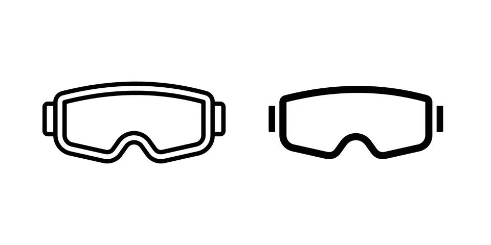 Goggles icon thin line and clipart style vector set Stock Illustration
