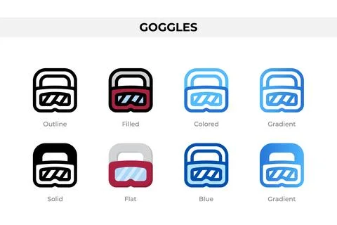Goggles icons in different style. Goggles icons set. Holiday symbol. Differ.. 스톡 일러스트