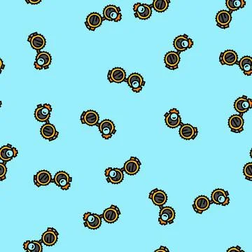 Goggles steampunk vintage vector seamless pattern Stock Illustration