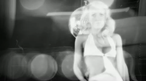 Gogo dancing and posing discoball Stock Footage