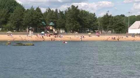 Going along a recreation area on shore Stock Footage 10785836
