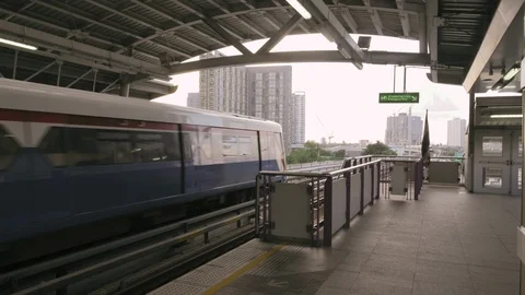 Going and arriving trains at Skytrain Station Stock Footage 88568641