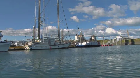 Going Around the 60' Transient Dock at the Boat Harbor Stock-Footage 8568105