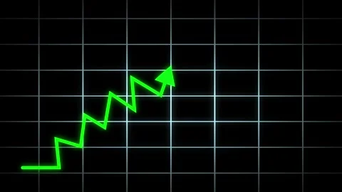 Going up arrow concept. Successful Growth Trend Zig zag Green line Graph. Vídeo Stock 282224152