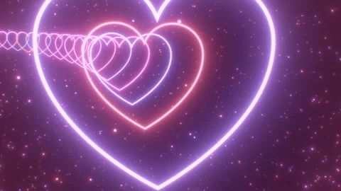 Going Backwards On Pink Neon Glowing Roller Coaster Hill Heart Tunnel Stock Footage 242537972
