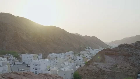 Going up between mountains, Al Hamria, Muscat, Oman Video stock 196002821