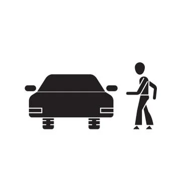 Going for a car ride black vector concept icon. Going for a car ride flat Stock Illustration