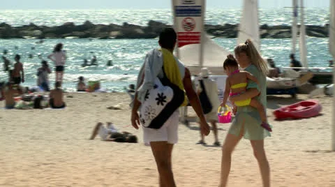 Going to a Crowded Beach Stock Footage 22638058