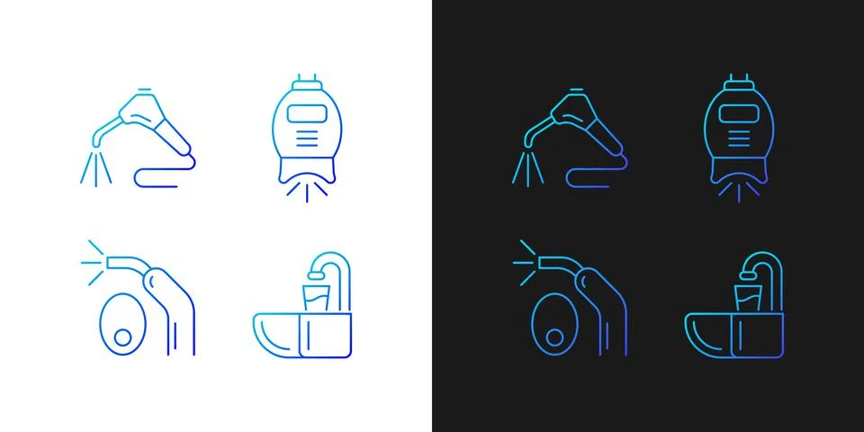 Going to dentist gradient icons set for dark and light mode Stock Illustration