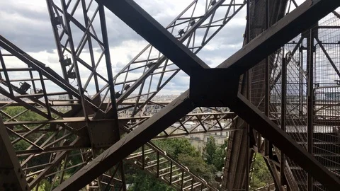 Going down the Eiffel Tower in Paris (2) Stock Footage 124836429