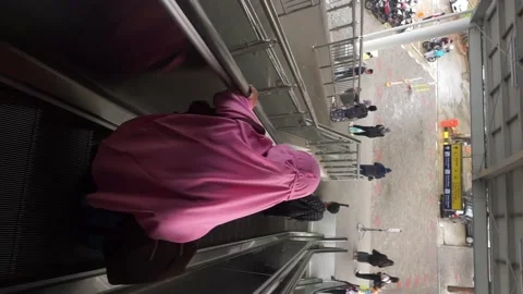 Going down the escalator Stock Footage 233968350