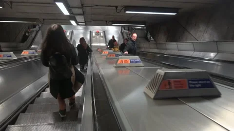 Going Down An Escalator In The London Underground Stock Footage 154149184