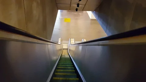 Going Down an Escalator at UTS Stock Footage 86863587