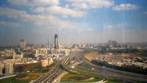 Going Down a Glass Elevator at the Dubai Frame Stock Footage 101552811