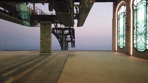 Going down the mountain by cable car, at sunset 스톡 동영상 125323638