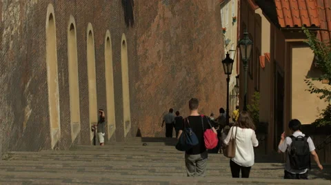 Going down on Prague's Castle Stairs Video stock 56373006