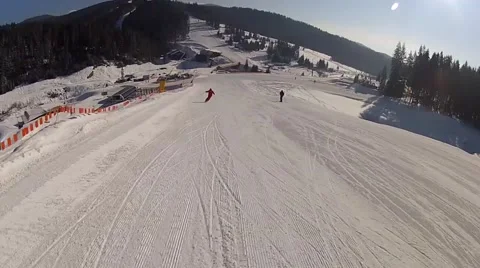 Going down the ski run in Bukovel, Ukraine Video stock 48597061