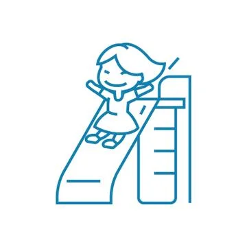 Going down the slide linear icon concept. Going down the slide line vector sign Illustrazione stock