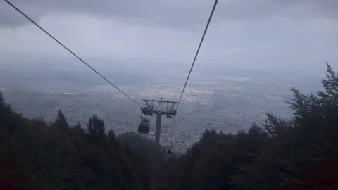 Going Down From The Top Of Bursa, Turkey, Shot From The Cableway, Teleferik Stock Footage 159183195