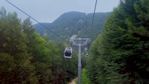 Going Down From The Top Of Bursa, Turkey, Shot From The Cableway, Teleferik Video stock 159183500