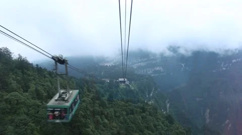 Going down from the top of Emei Mountain in Sichuan,China,shot from the cableway Stock Footage 67012723