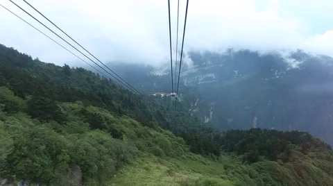 Going down from the top of Emei Mountain in Sichuan,China,shot from the cableway Stock Footage 67016957
